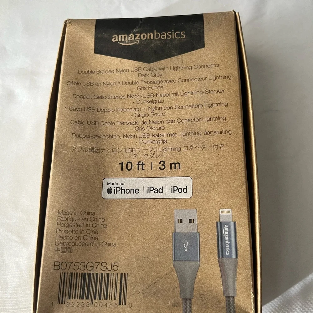 10 feed Fast Charging USB-A to Lightning Nylon Braided Charger Cable, New